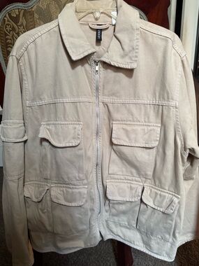 H&M Beige Military-Style Field Jacket
